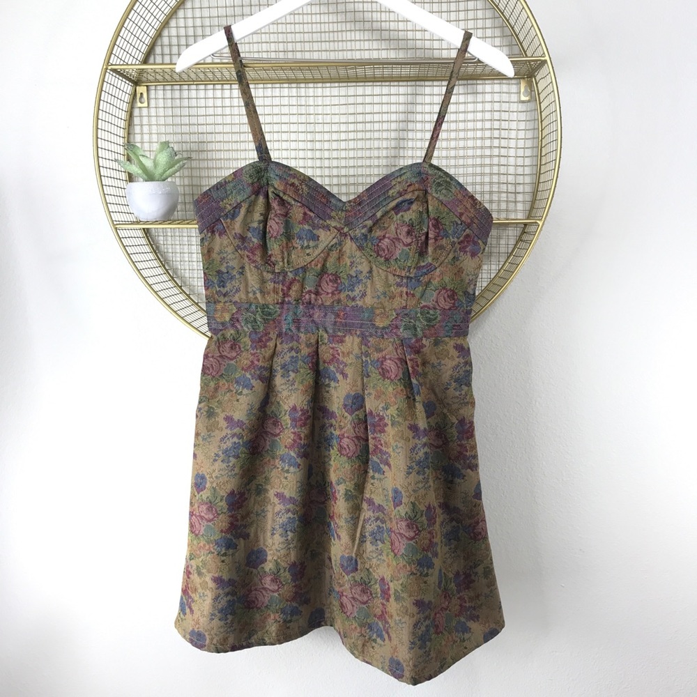 Free People Floral Tapestry Bustier Mini Dress